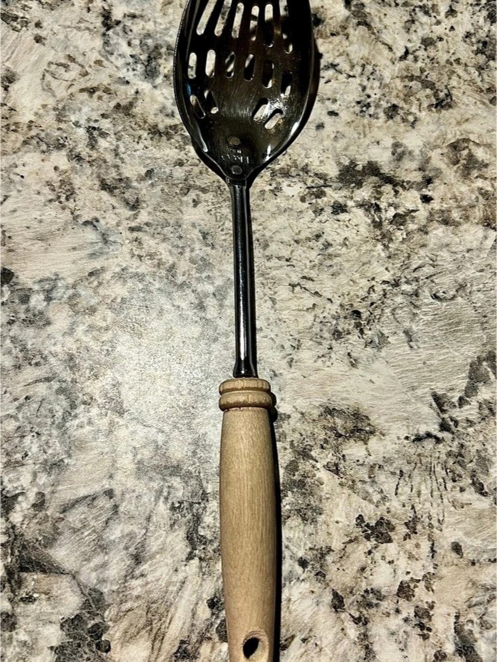 Ekco Vintage Ekco Slotted Serving Spoon with Wood Handle Vintage Slotted Serving